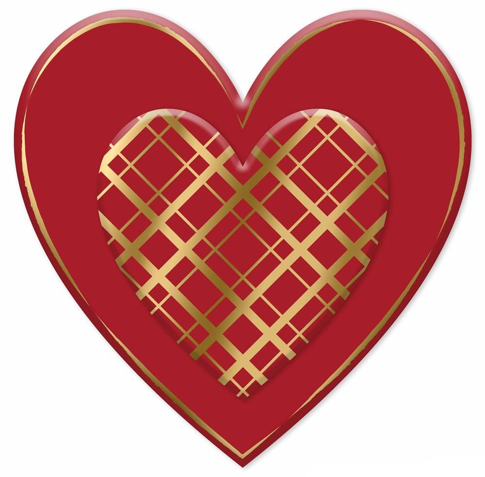 12"H x 12"L Metal/Embossed Plaid Heart