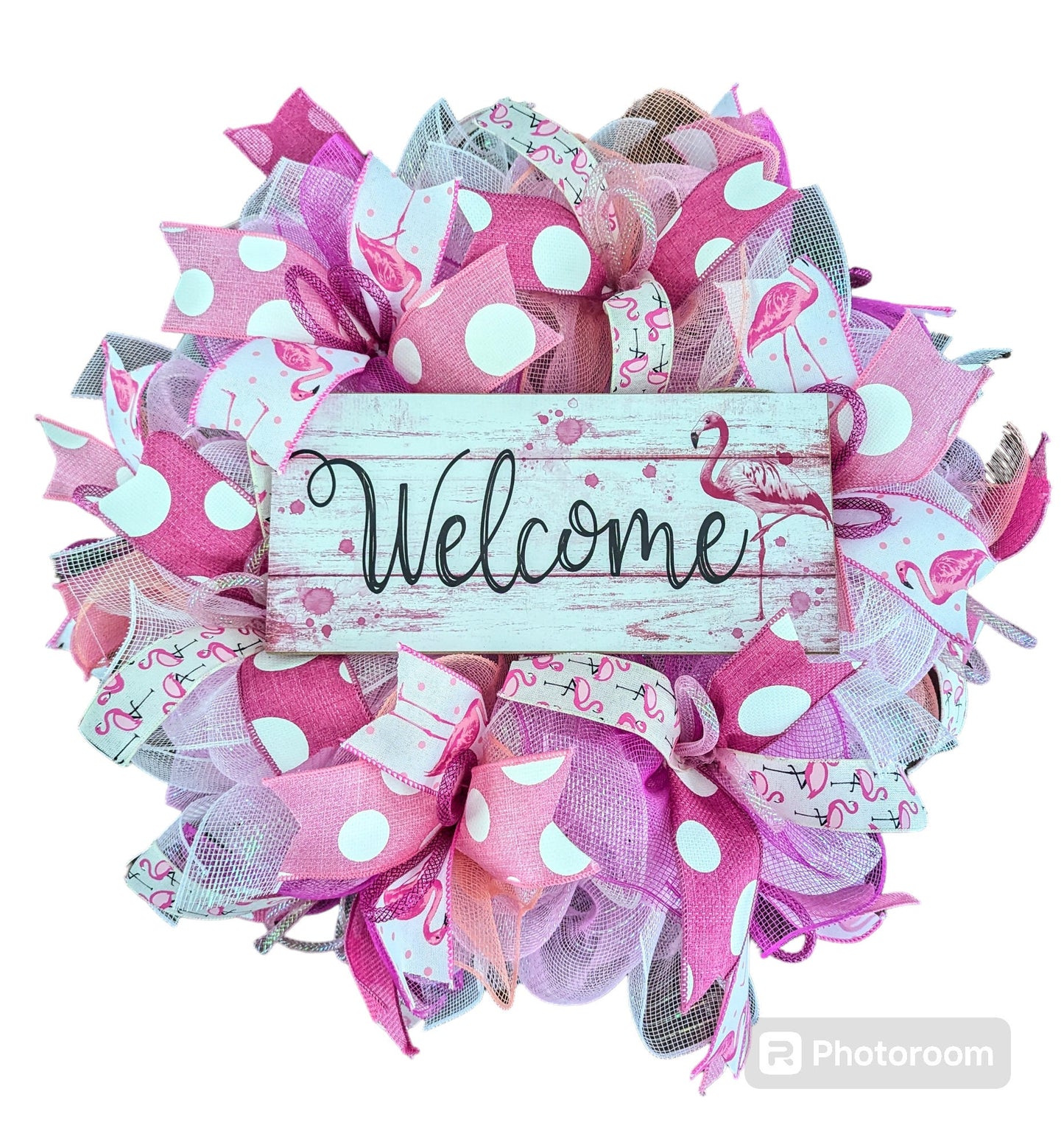 Welcome Flamingo Wreath