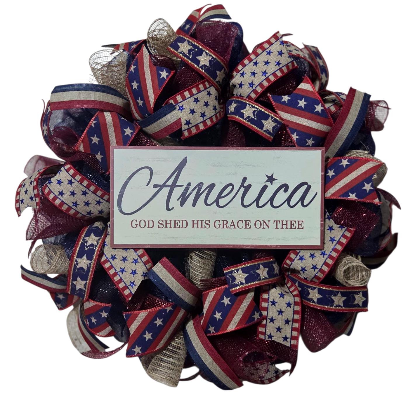 Patriotic wreath, southern patriotic wreath, 4th of July wreath, fourth of July wreath, 4th of July wreath, mesh patriotic wreath, wreaths
