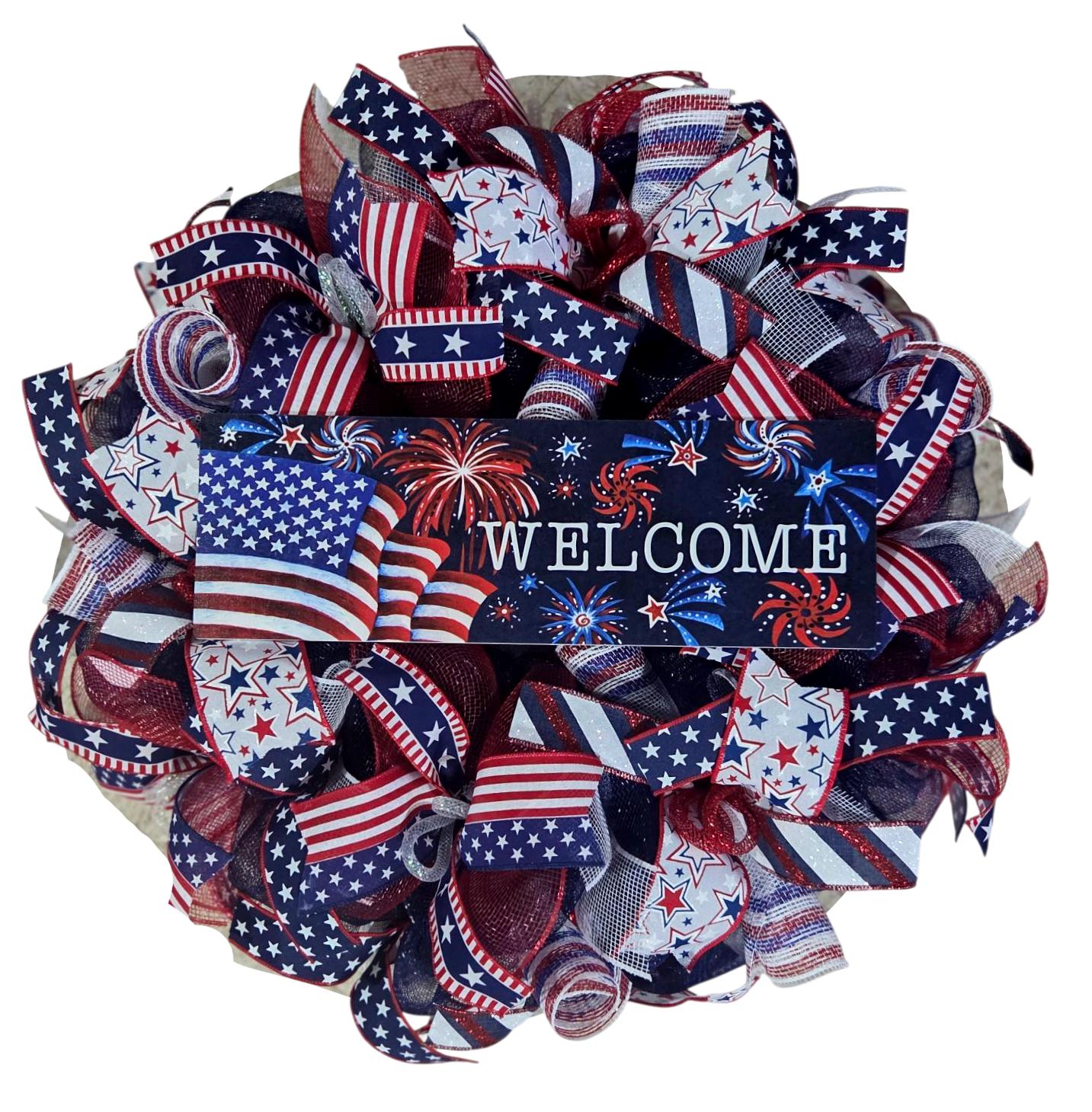 USA wreaths, patriotic wreaths, 4th of July wreath, fourth of July wreath, 4th of July wreath, mesh patriotic wreath, red white blue