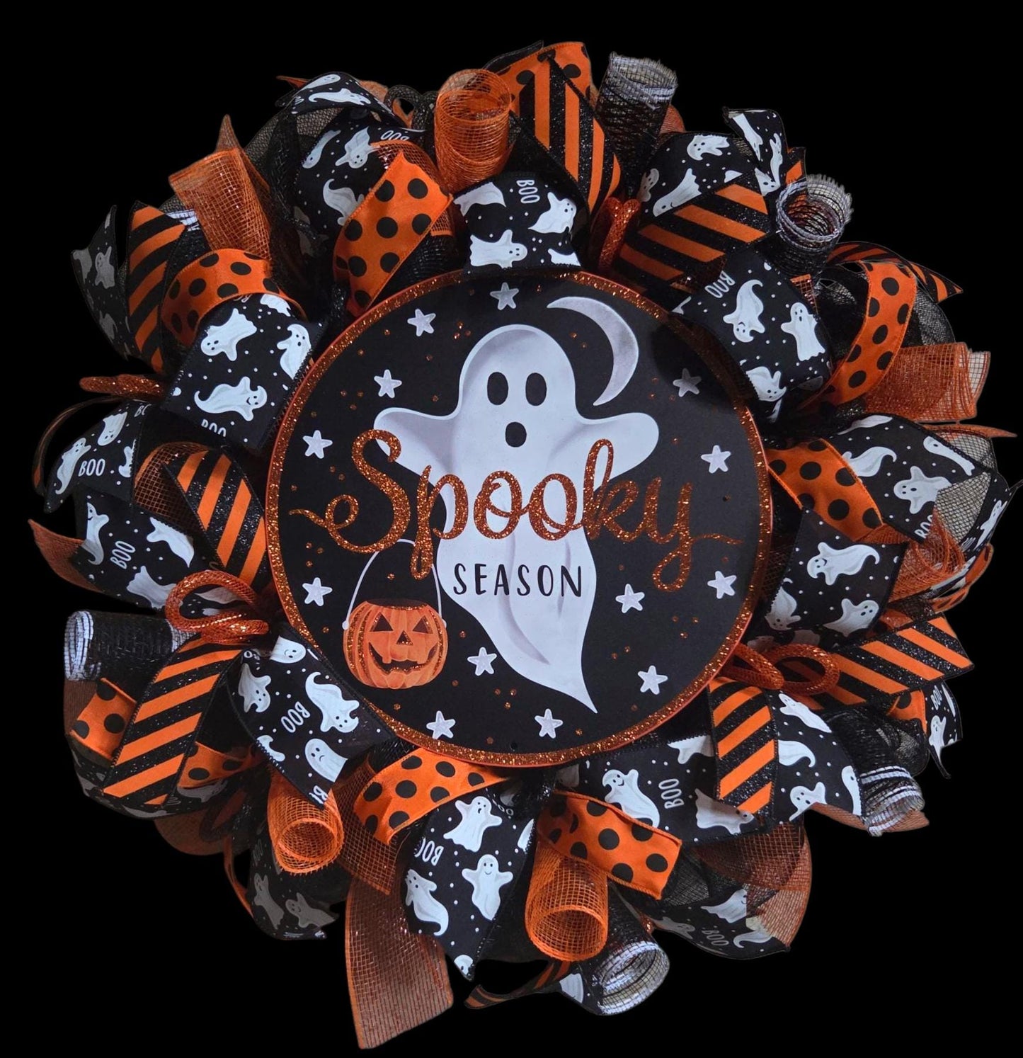 Halloween wreath, halloween wreath, boo wreath, ghost wreath, wreaths, halloween mesh wreaths, Fall decorations, black and orange wreath