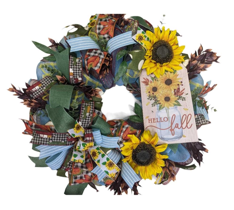 Hello Fall Sunflower wreath