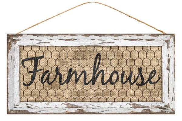 12.5" X 6" FARMOUSE W/ CHICKEN WIRE WHITE FRAME
