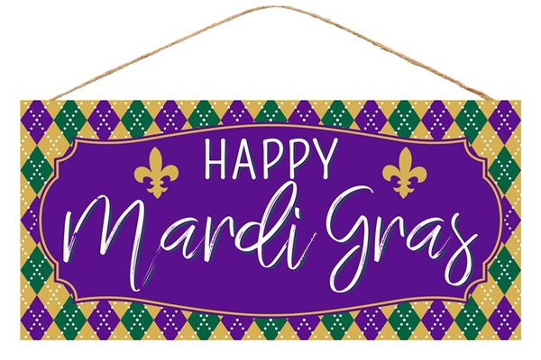 12.5" X 6" "HAPPY MARDI GRAS" SIGN