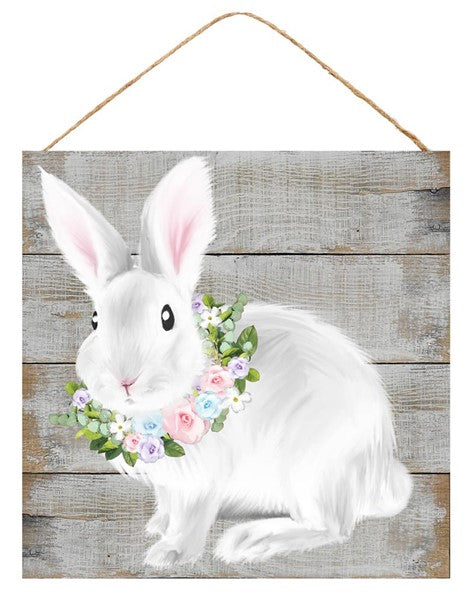 10" FLORAL BUNNY SIGN