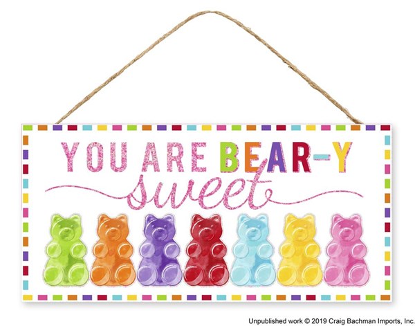 12.5"L X 6"H You Are Bear-Y Sweet Gltter sign