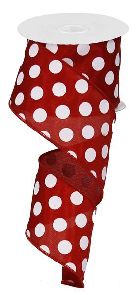 2.5" CRIMSON RED MEDIUM POLKA DOT RIBBON (10YDS)