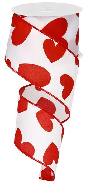 2.5" RED HEARTS ON WHITE- (10YDS)