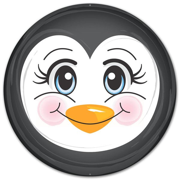 12" DIA METAL PENGUIN FACE