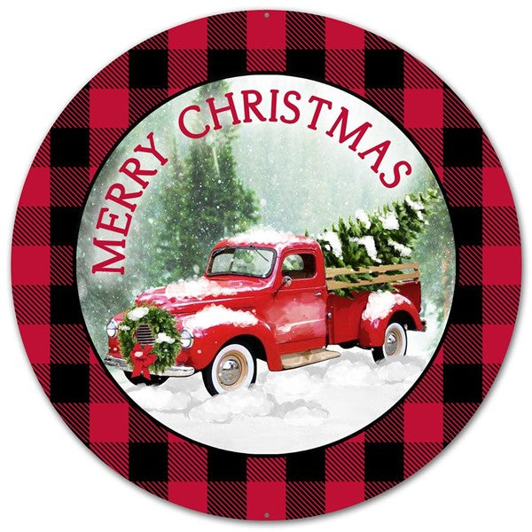 12" MERRY CHIRSTMAS TRUCK PLAID