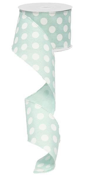 2.5" MINT BLUE/GREEN MEDIUM POLKA DOT RIBBON (10YDS)
