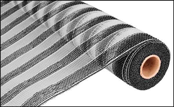 21" BLACK AND WHITE STRIPE MESH - (10YDS)