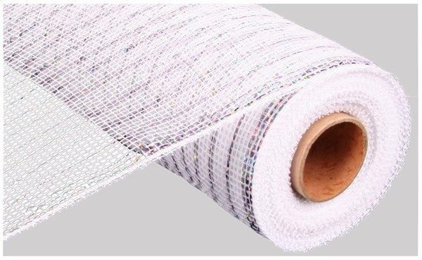 10" WHITE WITH SILVER FOIL MESH - (10YDS)