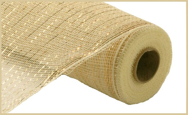 10" CREAM WITH GOLD FOIL - (10yds)