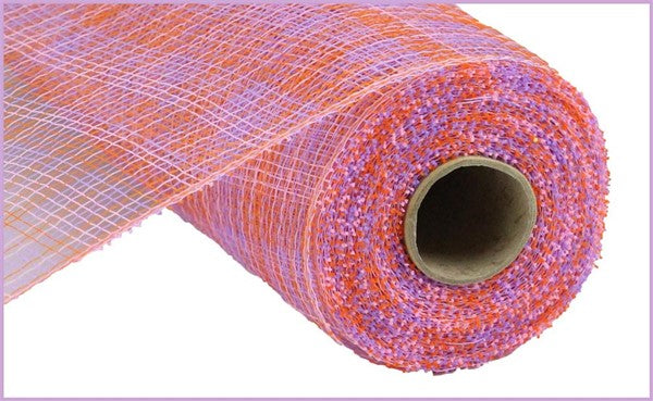 10" X 10YDS - ORANGE/LAVENDER/PINK MULTI STRIPE MESH