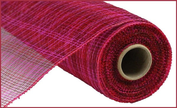 10" MULTI STRIPE - HOT PINK/RED/BURG DECO MESH - (10YDS)