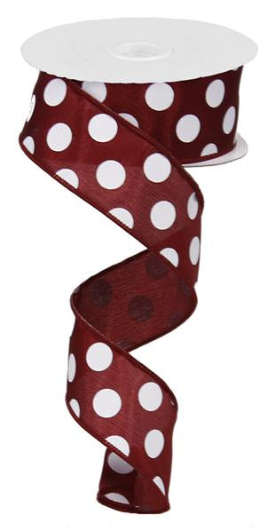 1.5" BURGUNDY POLKA DOT RIBBON (10YDS)