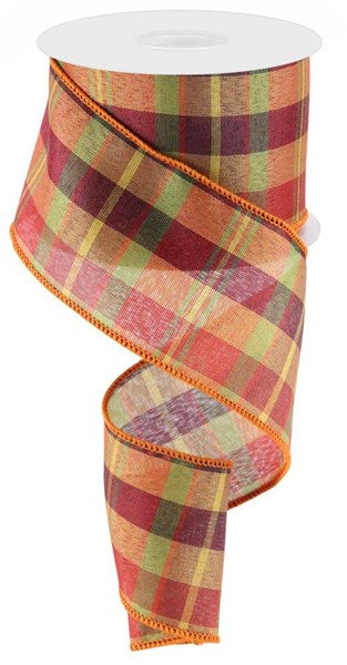 2.5" RED/MOSS/BURG/RUST/GOLD PLAID RIBBON - (10YDS)