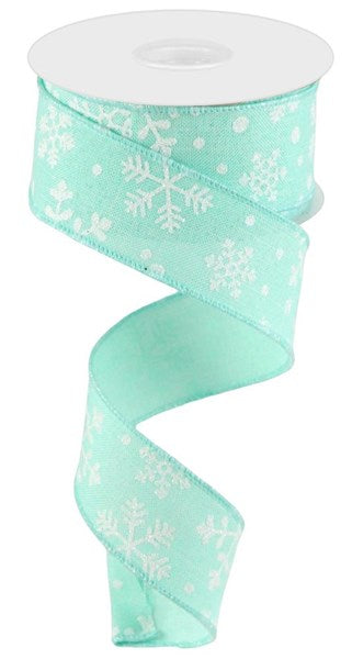 1.5" X 10YDS - ICE BLUE FALLING SNOW RIBBON