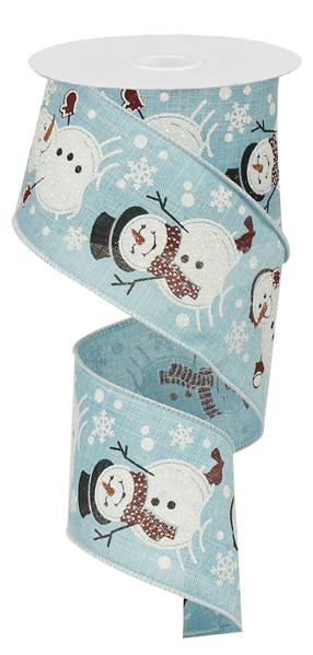 2.5" X 10YDS - LIGHT BLUE SNOWMAN RIBBON