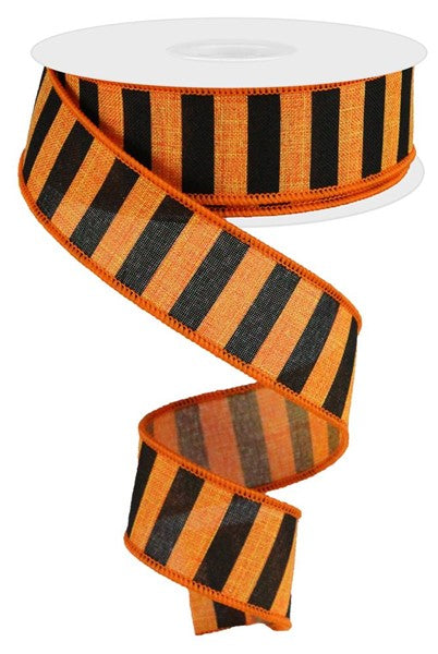 1.5"X10yd Medium Horizontal Stripe/Royal BLACK/ORANGE