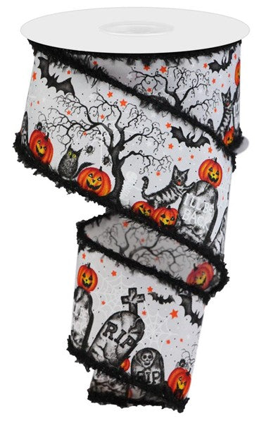 2.5" X 10YDS - GRAVEYARD WITH COTTON DRIFT EDGE