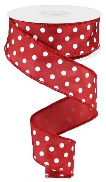1.5" CRIMSONRED POLKA DOT RIBBON (10YDS)