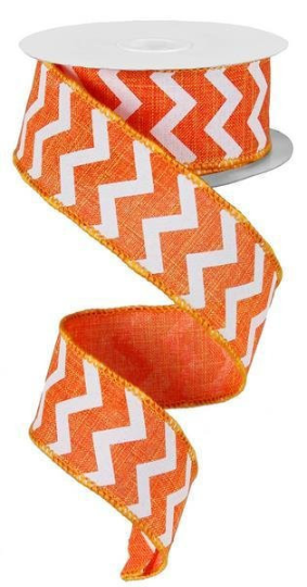 1.5" ORANGE CHEVRON RIBBON (10YDS)