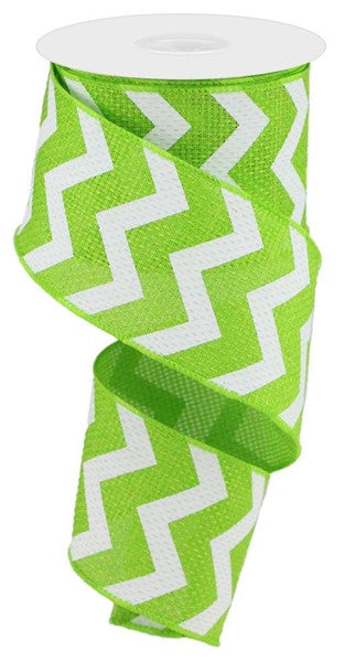 2.5" LIME GREEN CHEVRON RIBBON - (10YDS)