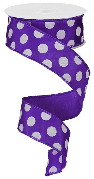 1.5" PURPLE MEDIUM POLKA DOT RIBBON -(10YDS)