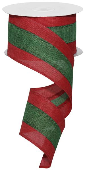 2.5" RED WITH GREEN STRIPE- (10YDS)