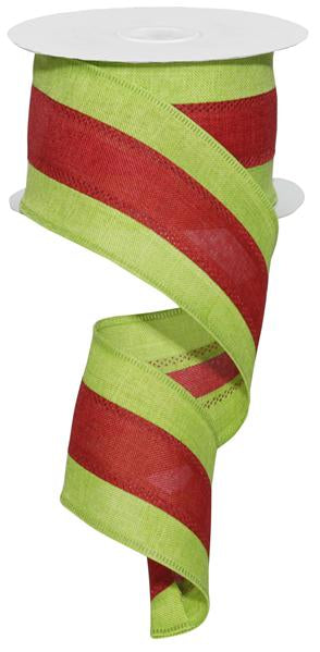 2.5" GREEN WITH RED STRIPE- (10YDS)