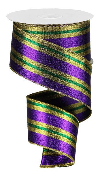 2.5" MARDI GRAS BOLD AND THIN STRIPE RIBBON - (10YDS)