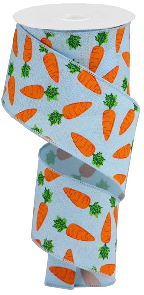 2.5" x 10yds - CARROTS ON PALE BLUE