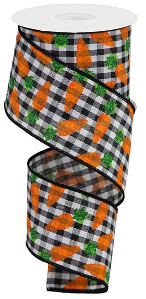 2.5" x 10yds - CARROTS ON GINGHAM