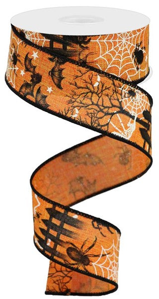 1.5" BLACK/ORANGE HALLOWEEN RIBBON - (10YDS)