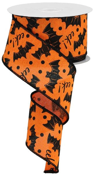 2.5" X 10YDS - BATS ON ROYAL (ORANGE BLACK)