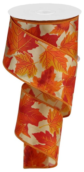 2.5" X 10YDS - AUTUMN LEAVES RUST/ORANGE/YELLOW/GOLD