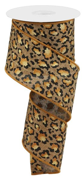 2.5" x 10yds - METALLIC ANIMAL PRINT ON ROYAL