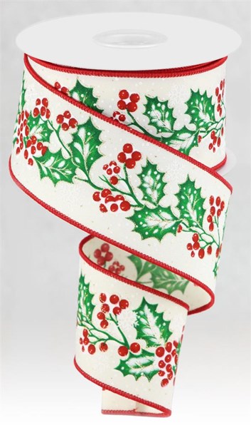 2.5" X 10YDS - HOLLY AND SNOW