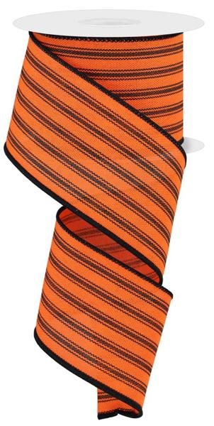 2.5"X10yd Ticking Stripe ORANGE BLACK