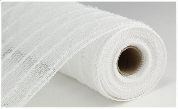 10" WHITE METALLIC COTTON DRIFT DECO MESH - (10YDS)