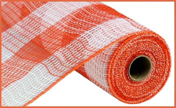 10" X 10YDS - JUTE ORANGE WHITE BOLD CHECK
