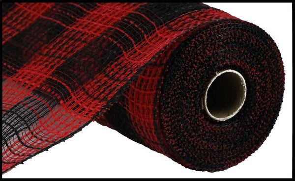 10" X 10YDS - RED BLACK JUTE MESH