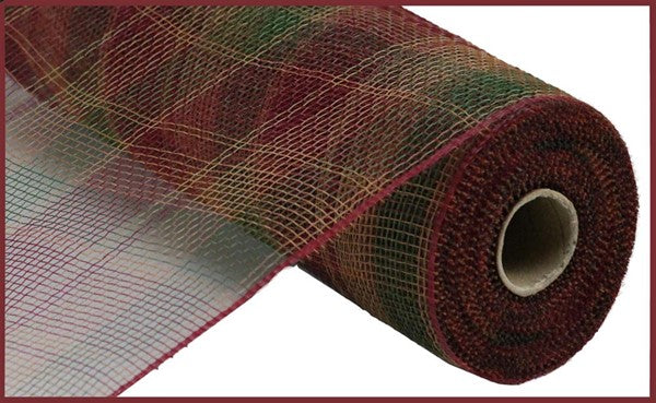 10" X 10YDS - PLAID MESH Burgundy/Brown/Moss Green