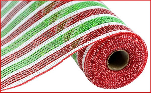 10" X 10YDS - RED LIME WHITE LASER FOIL MESH