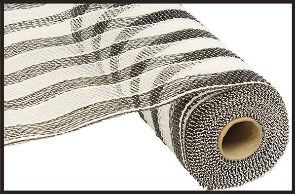 10" BLACK & WHITE STRIPE FOIL MESH - (10YDS)