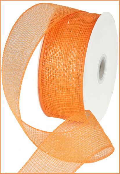 2.5" ORANGE METALLIC MESH RIBBON - (25YDS)