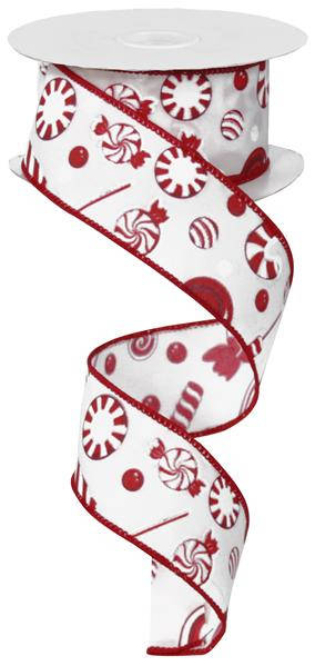 1.5" PEPPERMINT CANDY RIBBON - (10YDS)