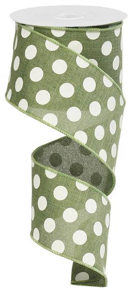 2.5" CLOVER GREEN MEDIUM POLKA DOT RIBBON (10YDS)